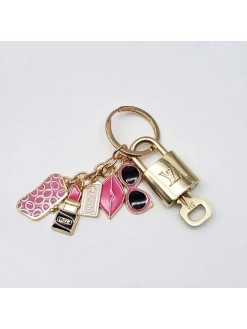 Authentic Louis Vuitton Gold Padlock 🔒 Shiny LV Key + Bag Unbranded Charm